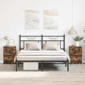   2 db füstös tölgy színű szerelt fa éjjeliszekrény 38x35x56 cm