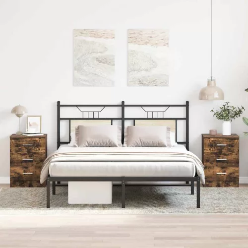 2 db füstös tölgy színű szerelt fa éjjeliszekrény 38x35x56 cm