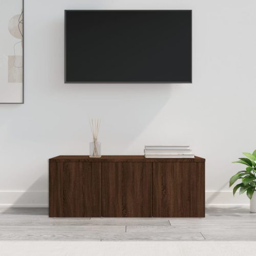 barna tölgyszínű szerelt fa TV-szekrény 80x34x30 cm
