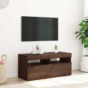  barna tölgyszínű TV-szekrény LED-világítással 90 x 35 x 40 cm