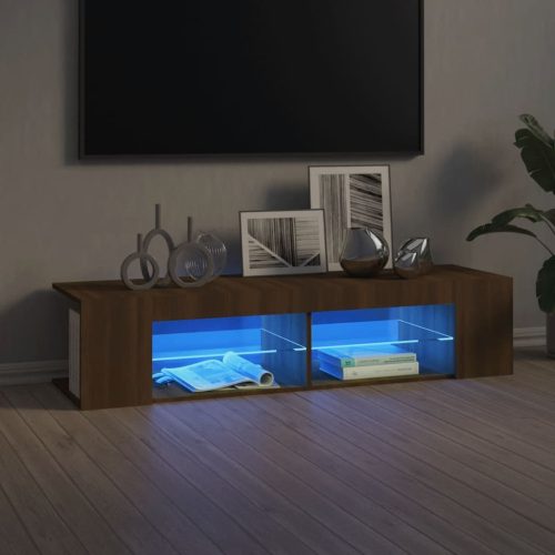  barna tölgyszínű TV-szekrény LED-világítással 135 x 39 x 30 cm