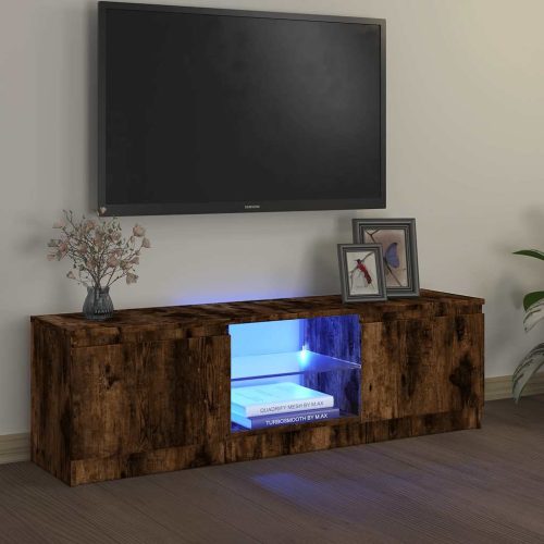 füstölt tölgy színű TV-szekrény LED lámpákkal 120x30x36 cm