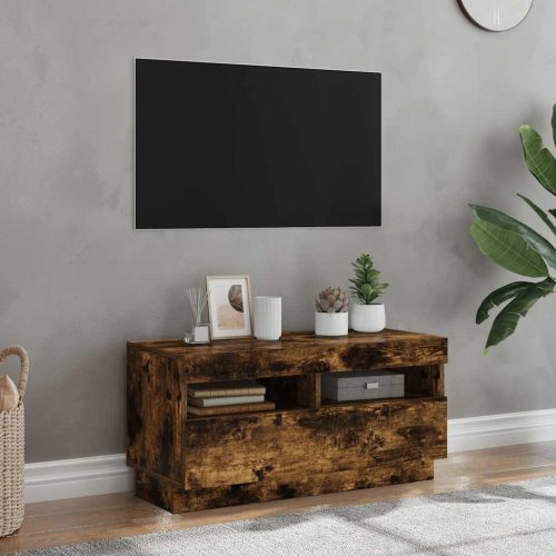 füstös tölgy színű TV-szekrény LED-világítással 80 x 35 x 40 cm