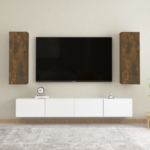vidaXL 2 db füstös tölgy színű szerelt fa TV-szekrény 30,5x30x90 cm