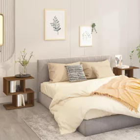   2 db barna tölgy színű szerelt fa éjjeliszekrény 50x30x51,5 cm