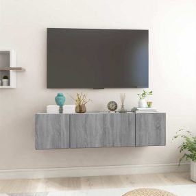   vidaXL 2 db füstös tölgy szerelt fa függő TV-szekrény 60 x 30 x 30 cm