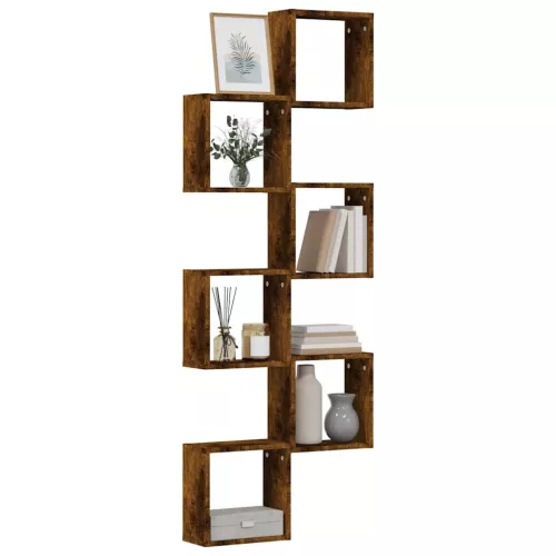 6 db füstös tölgy színű fali kockapolc 30 x 15 x 30 cm