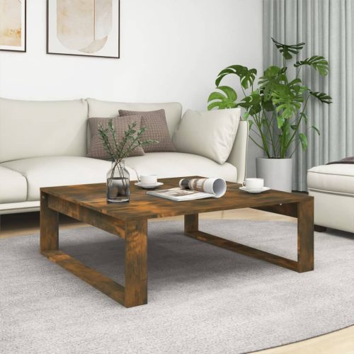 füstös tölgy színű szerelt fa dohányzóasztal 100 x 100 x 35 cm