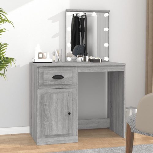 szürke sonoma szerelt fa pipereasztal LED-del 90x50x132,5 cm
