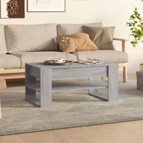   szürke sonoma színű szerelt fa dohányzóasztal 102 x 55 x 45 cm
