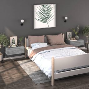   2 db szürke sonoma tölgy színű falra szerelhető éjjeliszekrény