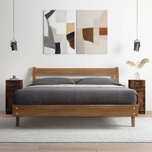 füstös tölgyszínű szerelt fa tálalószekrény 30 x 30 x 70 cm