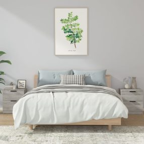 2 db szürke sonoma színű szerelt fa éjjeliszekrény