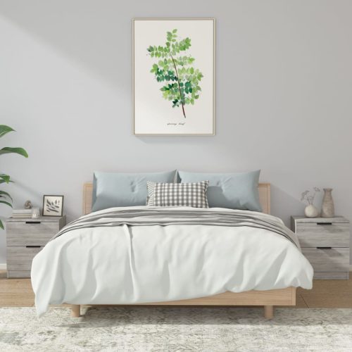 2 db szürke sonoma színű szerelt fa éjjeliszekrény