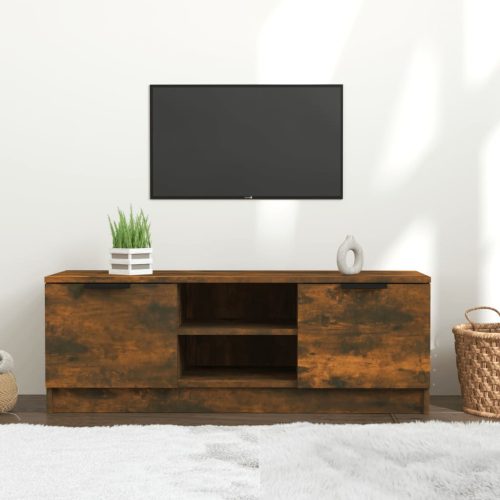  füstös tölgyszínű szerelt fa TV-szekrény 102 x 35 x 36,5 cm