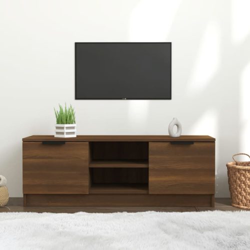  barna tölgy színű szerelt fa TV-szekrény 102 x 35 x 36,5 cm