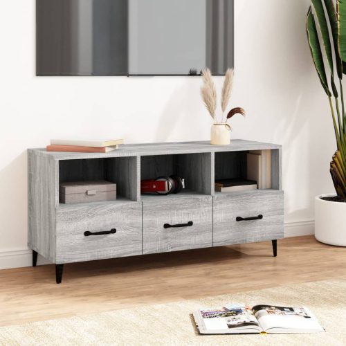 szürke sonoma színű szerelt fa TV-szekrény 102 x 35 x 50 cm