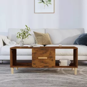   füstös tölgy színű szerelt fa dohányzóasztal 102 x 50 x 40 cm