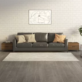   2 db barna tölgy színű dohányzóasztal fém lábakkal 50x50x40 cm