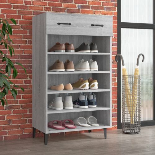 szürke sonoma színű szerelt fa cipőszekrény 60 x 35 x 105 cm