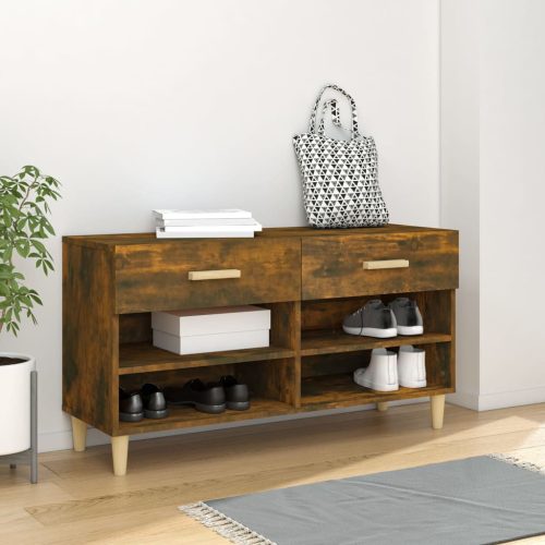 füstös tölgyszínű szerelt fa cipősszekrény 102 x 35 x 55 cm