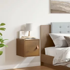 mézbarna tömör fenyőfa faliszekrény 31,5x30x30 cm