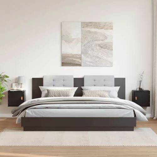 2 db fekete tömör fenyőfa faliszekrény 31,5 x 30 x 30 cm