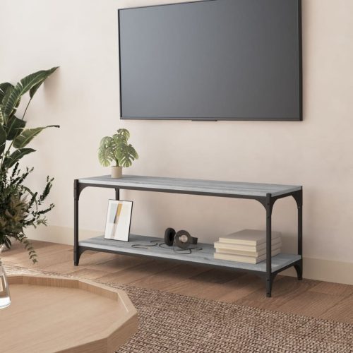  szürke sonoma színű szerelt fa és acél TV-szekrény 100x33x41 cm