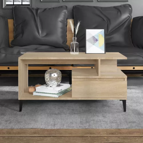 vidaXL sonoma tölgy színű szerelt fa dohányzóasztal 90x49x45 cm
