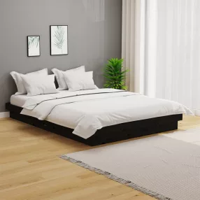 fekete tömör fa ágykeret 120x200 cm