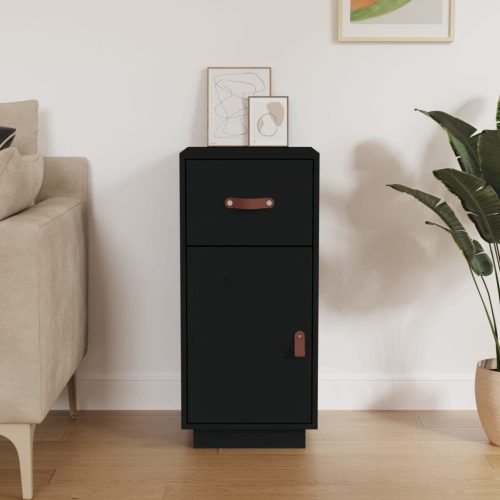 fekete tömör fenyőfa tálalószekrény 34 x 40 x 75 cm