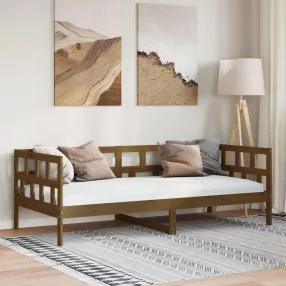 mézbarna tömör fenyőfa kanapéágy 80x200 cm