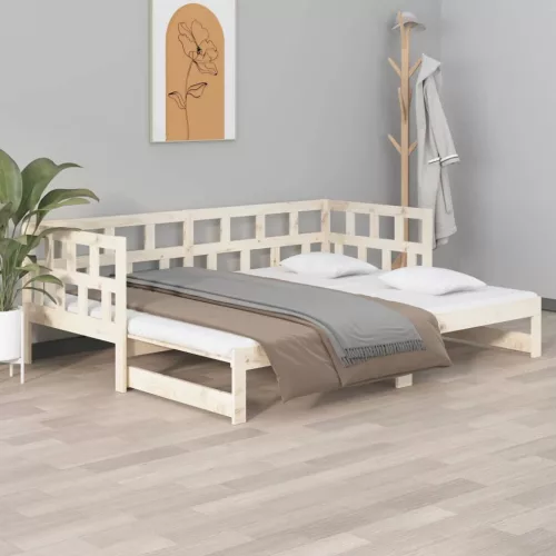 vidaXL tömör fenyőfa kihúzható kanapéágy 2 x (80 x 200) cm 