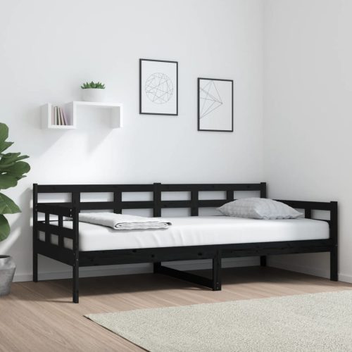 fekete tömör fenyőfa kanapéágy 90 x 190 cm