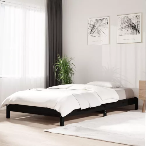 fekete tömör fenyőfa egymásra rakható ágy 90x200 cm