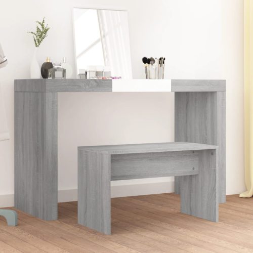 szürke sonoma színű szerelt fa fésülködőszék 70 x 35 x 45 cm
