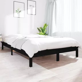   vidaXL fekete franciaágy tömör fenyőfa ágykeret 150x200 cm