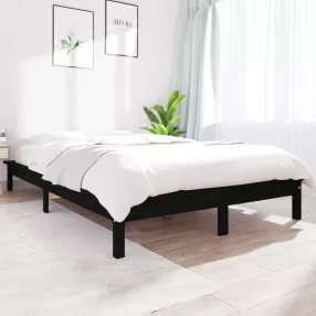   Super King Size fekete tömör fenyőfa ágykeret 180 x 200 cm