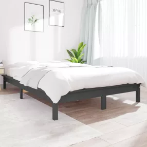 vidaXL szürke tömör fenyőfa ágykeret 140x190 cm