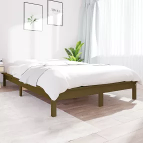 mézbarna tömör fenyőfa ágykeret 140 x 190 cm