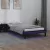 kis egyszemélyes fekete tömör fa LED-es ágykeret 75 x 190 cm