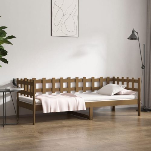 mézbarna tömör fenyőfa kanapéágy 90 x 200 cm