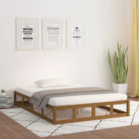 mézbarna tömör fa ágykeret 150x200 cm (King Size)