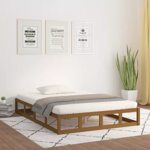 mézbarna tömör fa ágykeret 150x200 cm (King Size)