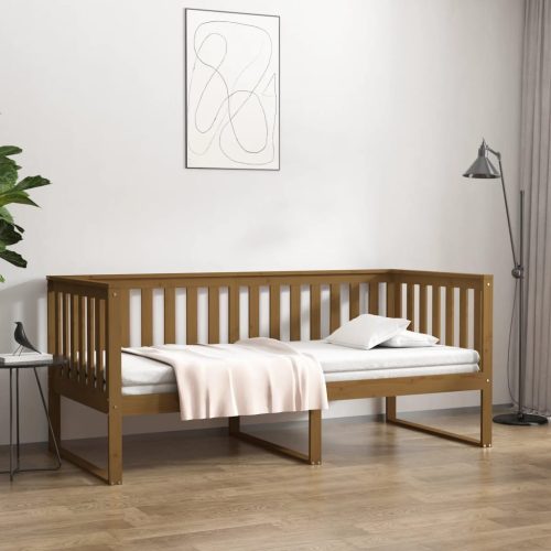 mézbarna tömör fenyőfa kanapéágy 100 x 200 cm