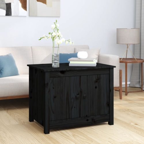 fekete tömör fenyőfa dohányzóasztal 71 x 49 x 55 cm