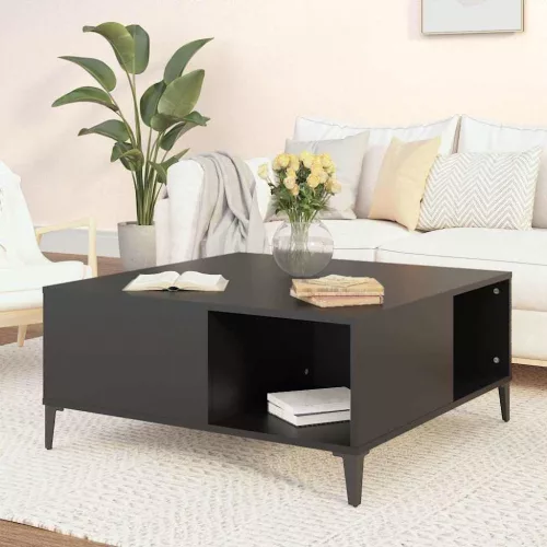 vidaXL fekete szerelt fa dohányzóasztal 80x80x36,5 cm