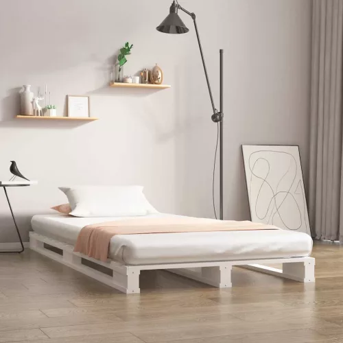 fehér tömör fenyőfa raklapágy 90 x 190 cm (Single)