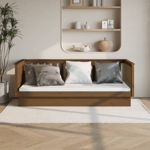 mézbarna tömör fenyőfa kanapéágy 80 x 200 cm