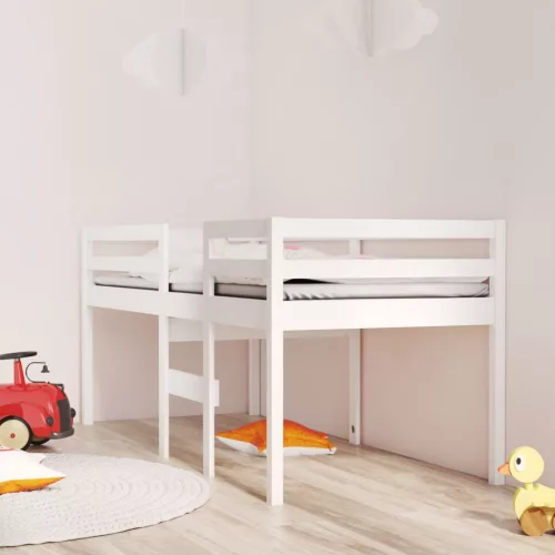 fehér tömör fenyőfa magasított ágy 90x200 cm